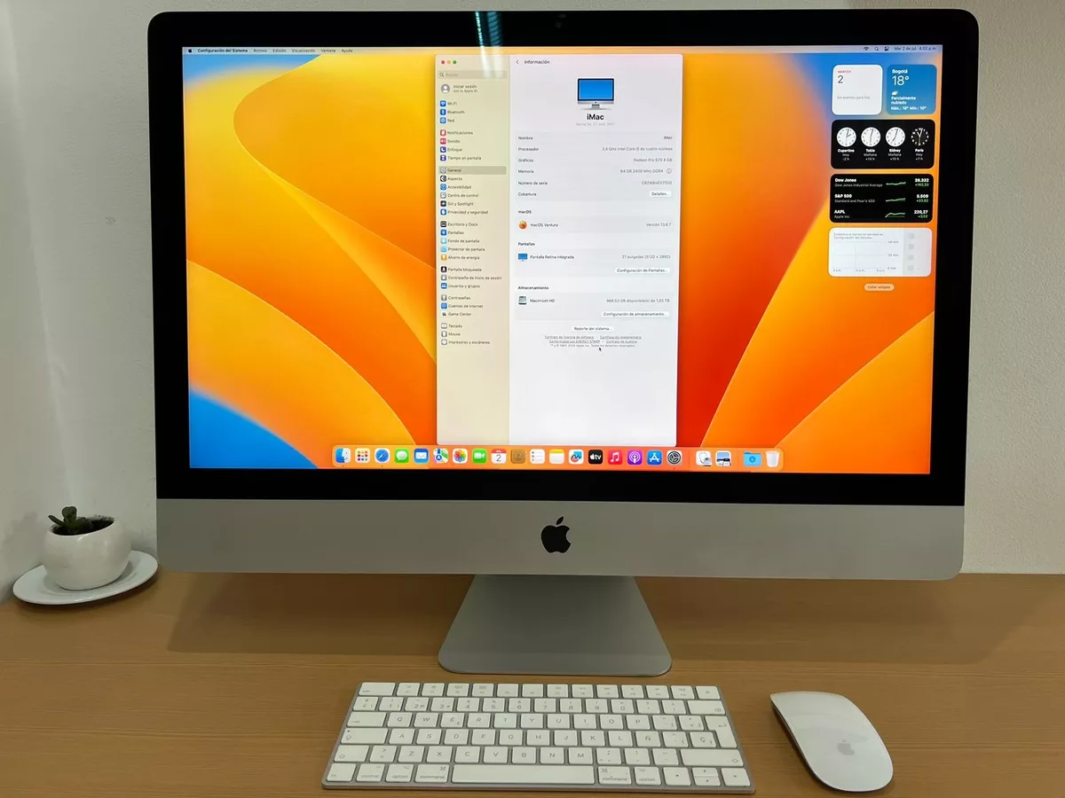 Computador Apple iMac 5K 2020 27 Pul RAM 64Gb SSD 512 GPU 4gb Reacondicionado - Image 5